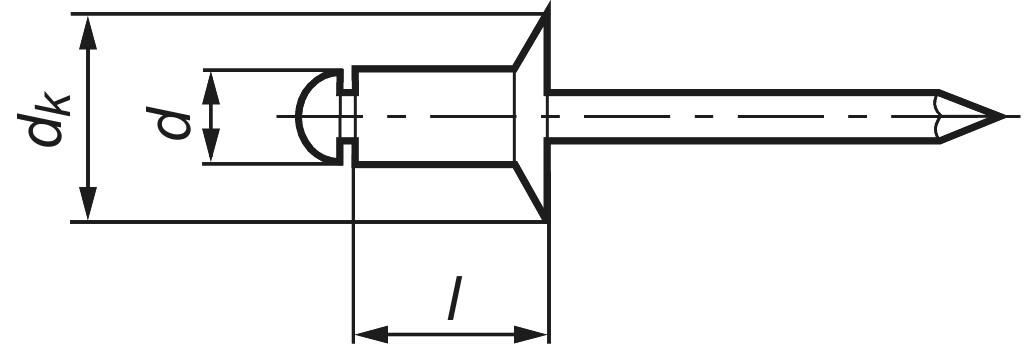 Senkkopf  3 x 10 Blindniete Alu/St nach DIN 7337 Form B